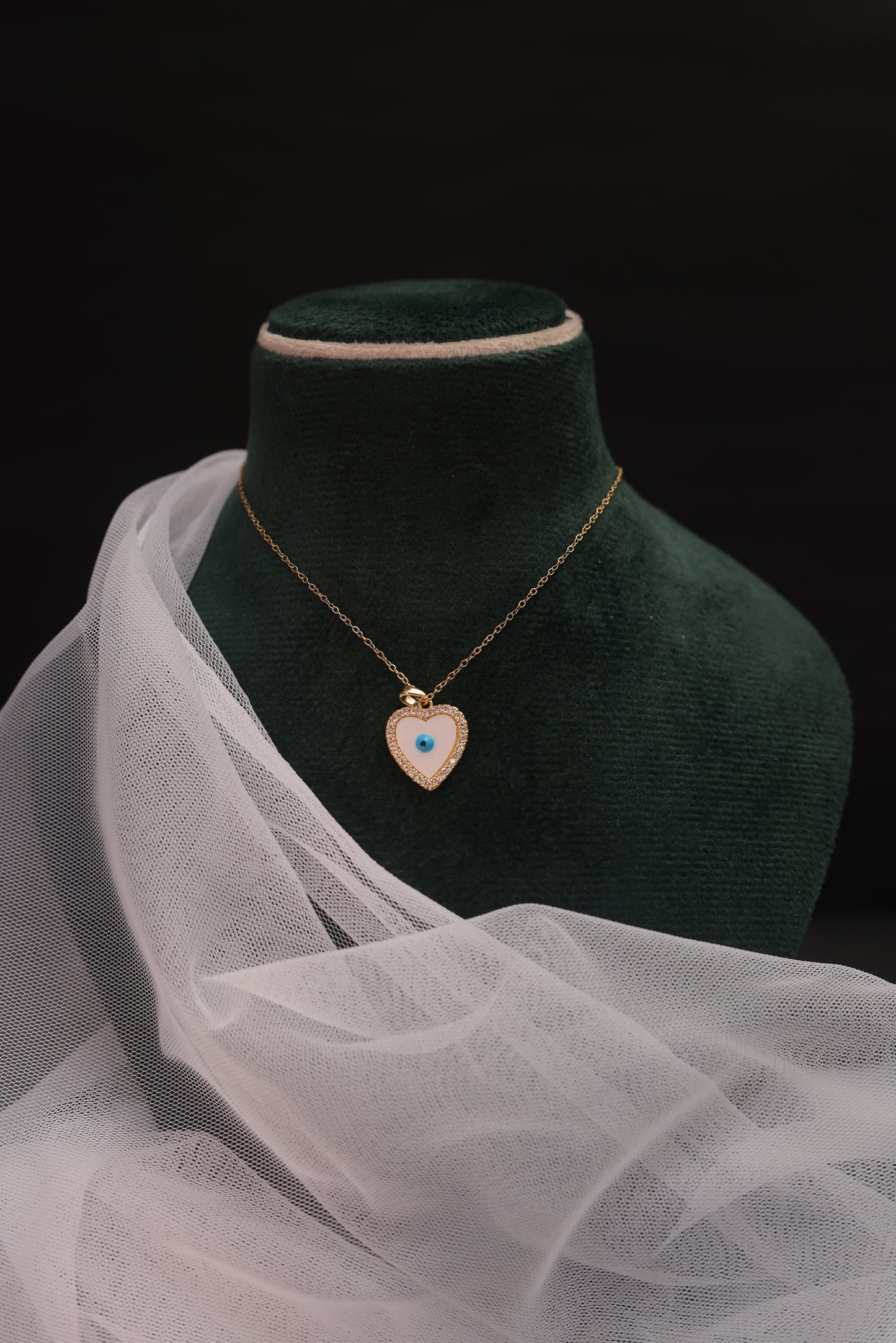 Evil Eye Heart Pendant Necklace