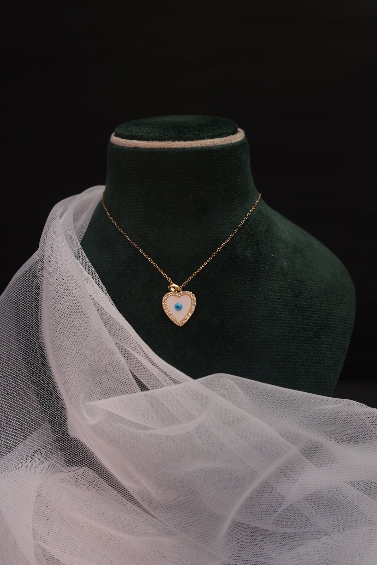 Evil Eye Heart Pendant Necklace