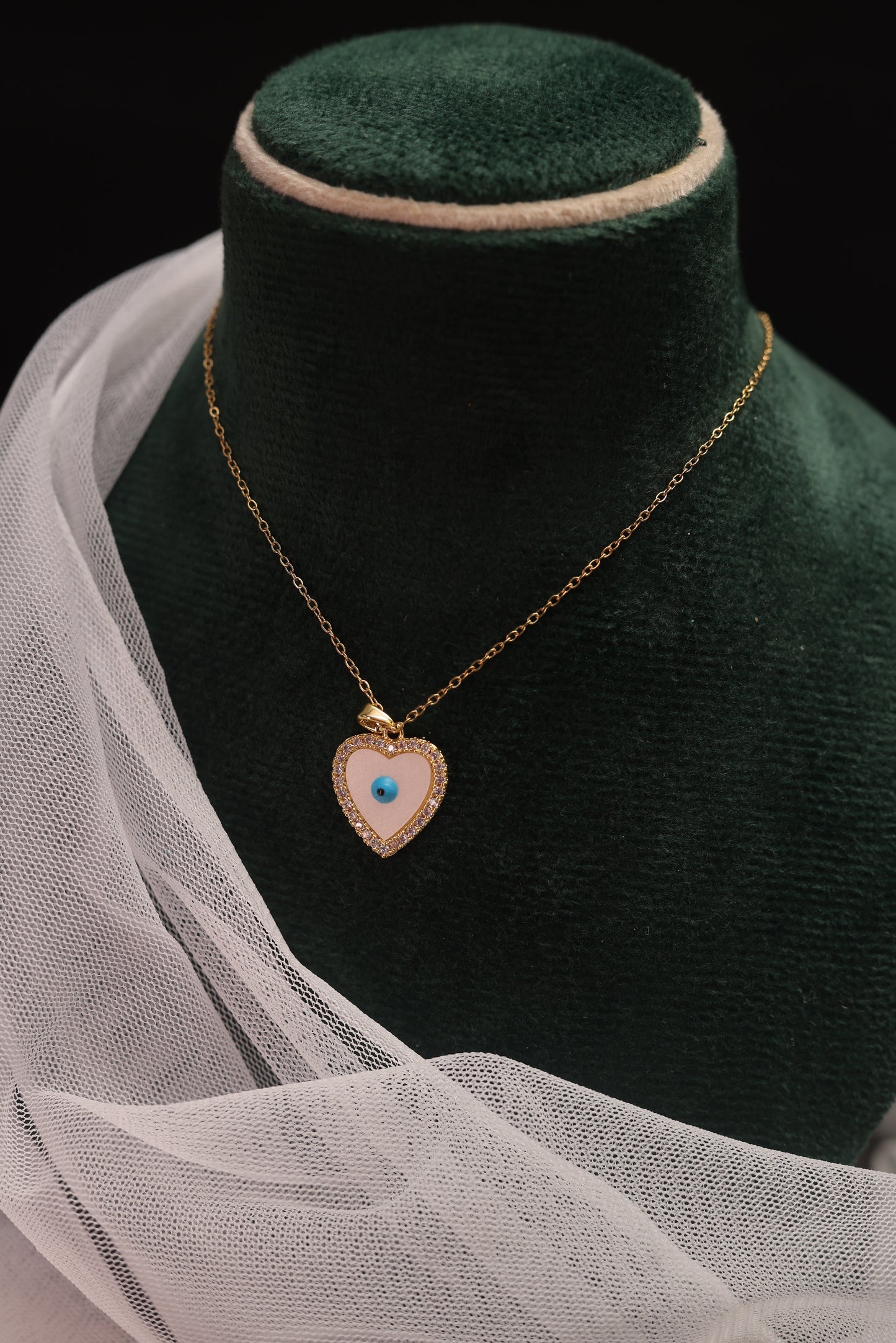 Evil Eye Heart Pendant Necklace